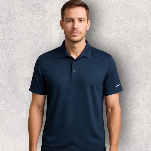 Nike Golf Dri-FIT Polo Shirt Men’s XL Navy Blue Swoosh Logo Athletic Golf Top - Picture 1 of 10